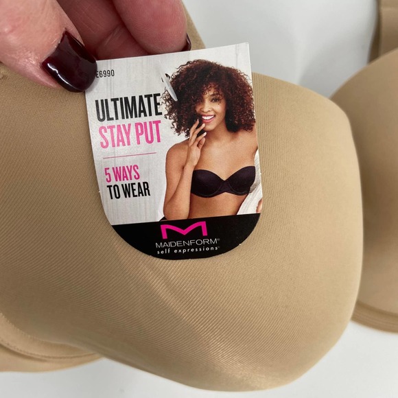 Maidenform Ultimate Stay Put Bra Convertible Strapless Lined Underwire Nude 40DD - Picture 3 of 10